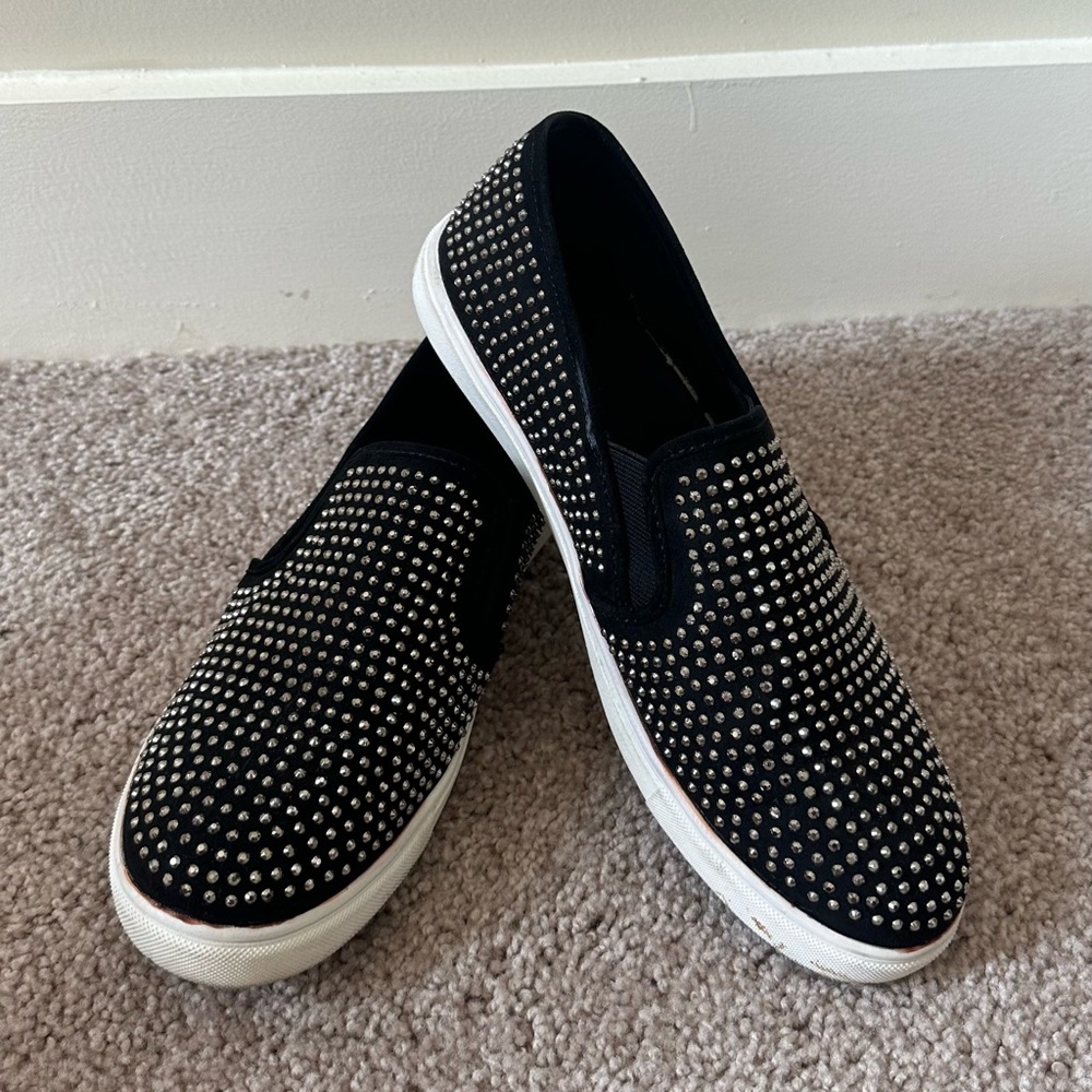 Black Studded Madden Girl Slip-on Sneakers in W size 11